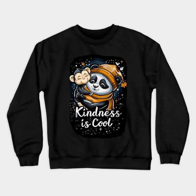Kindness is Cool-Panda and Monkey 3 Crewneck Sweatshirt by Peter Awax